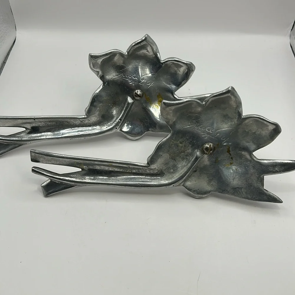 Vintage Bruce Cox Daffodil Pewter Candle Holders. Set of two.